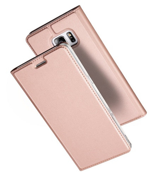 Samsung Galaxy S8  Luxury Ultra Thin Leather Flip Card Holder Case- Rose Gold