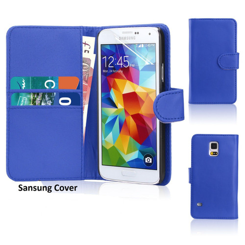 Samsung Galaxy S8 Leather Flip Wallet Case Blue