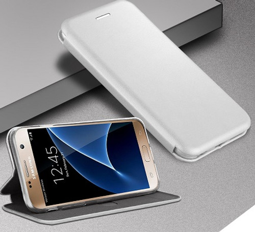 Samsung Galaxy S9 Silver Smart Luxury Leather Wallet Case