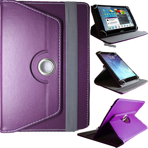 Universal PU Purple Leather Stand Folio 360 Case For Nook HD 7inch