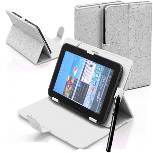 White Bling Universal Leather Stand Folding Folio Case for Nook HD 7 inch