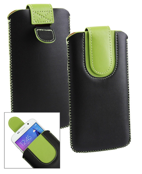 Stk Ace Plus Stylish PU Leather Pouch Black and Green Case