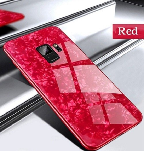 Samsung Galaxy S10 Red Magnetic Absorption Marble Glass Case