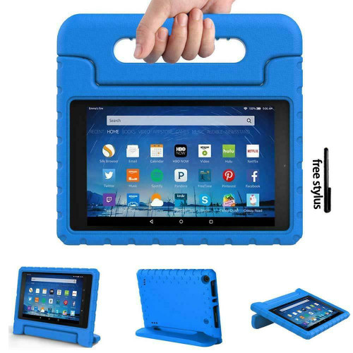 Kindle fire HD 8(2018) 8th Generation Kids Blue Builder Shockproof Eva Foam With Alexa Stand Case