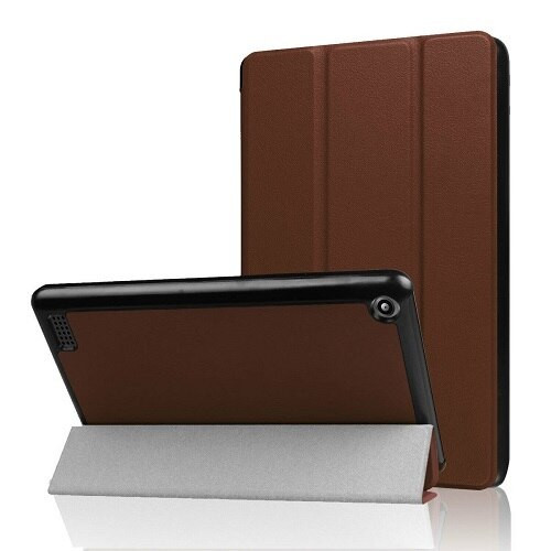 Amazon Kindle Fire HD 8(2018) Gen Brown Magnetic Slim Leather Smart Case