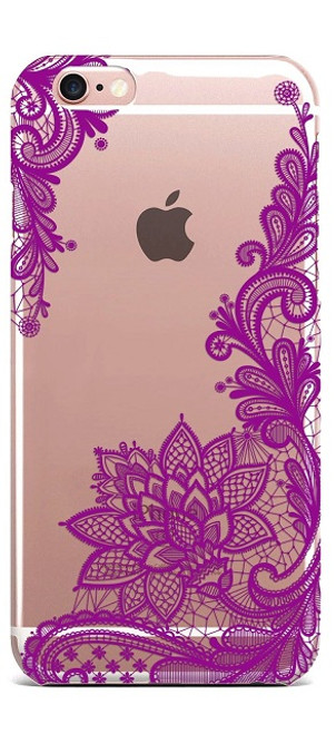 Apple iPhone 6 Plus Wedding Lace Purple Silicon Case