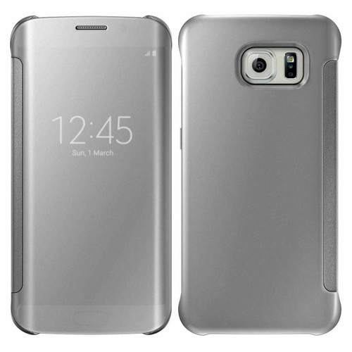 Samsung Galaxy S7 Mirror Wallet Case Cover Silver