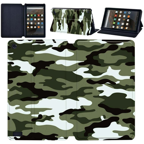 Amazon Kindle Fire HD 10 9th Gen Urban Camouflage  Flip Smart Case Stand Cover