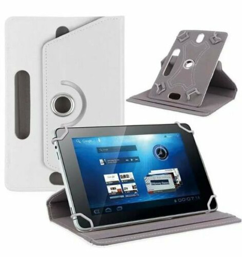 Amazon Kindle Fire HD 10 9th Gen White Rotating Stand Wallet Leather Case