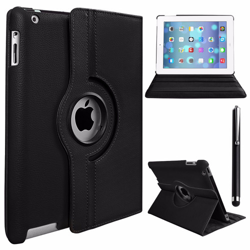 Black PU Leather 360 Rotating Case for iPad 2/3/4