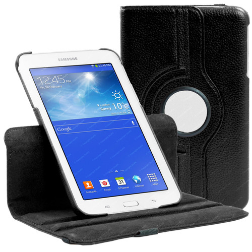 Black PU Leather 360 Rotating Case for Samsung Galaxy Tab 3 7.0 LITE (T110/T111)