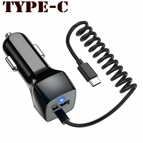 Fast USB-C Car Charger For Samsung Galaxy S21 Type C Cable