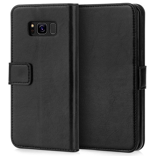 Caseflex Samsung Galaxy S8 Plus Real Leather ID Wallet Case - Black (Retail Box)