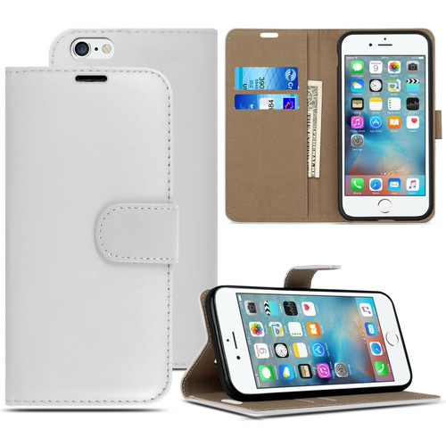 White Pu Leather Flip Wallet Cover for iPhone 5 / 5S