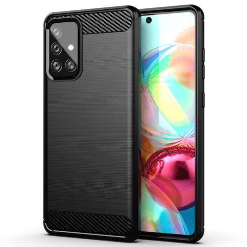 Black Carbon Fiber Shockproof Case Cover for Samsung Galaxy A72 5G (2021)