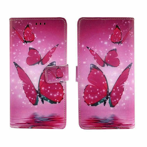 Stk Ace Plus Stylish PU Leather pink  butterfly leather wallet case