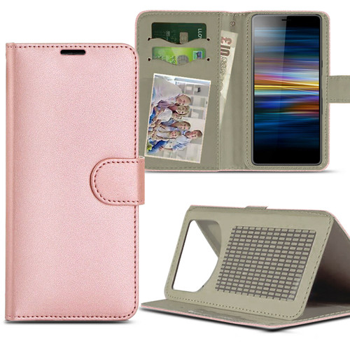 Rose gold For Sony Xperia L4 (2020)Case Magnetic Leather Wallet Flip Case Folio Book Cover