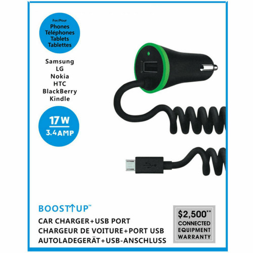 Dual USB Fast Charging Car Charger 12V-24V 3.4A For in built micro