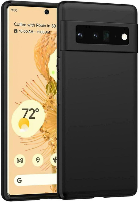 For Google Pixel 6 Pro Case Black Matte Shockproof Phone Cover + Screen Guard