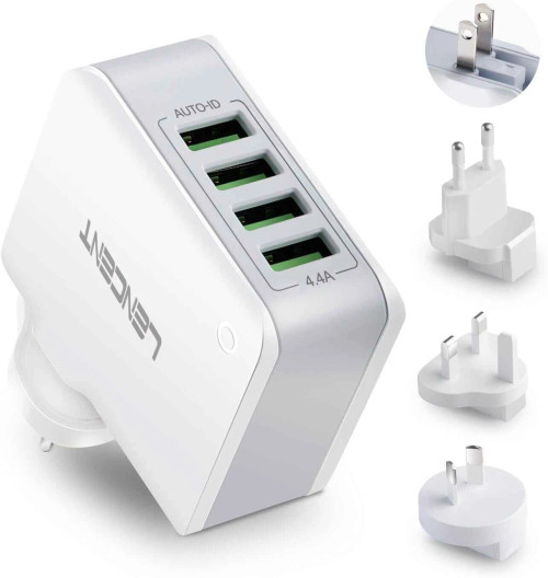 USB Charger 4 Ports Worldwide Universal Adapters Includes UK EU US AUS 22W