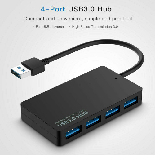 4 Port USB HUB 3.0 Fast Speed Multi Splitter Expansion PC Laptop Desktop Adapter