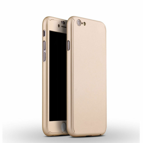 For iPhone SE 3 2022 Full Body 360 gold Case Cover with Clear Tempered Glass Screen