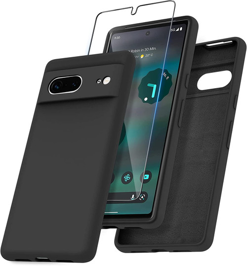 For Google Pixel 7 Case Silicone Gel Phone Cover & Glass Screen Protector