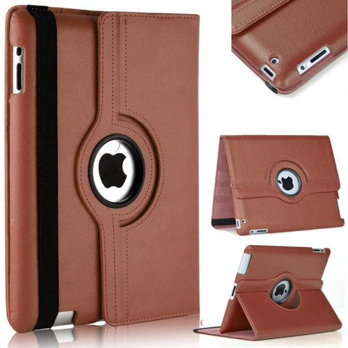 Apple iPad Mini 1 2 3 brown PU Leather 360 Rotating Case