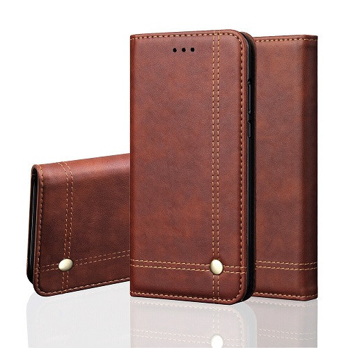 Vintage Real Leather brown Wallet Flip Case For apple iPhone 15 pro Max