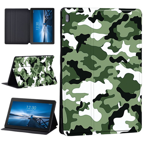 Samsung Galaxy Tab A9 8.7 X110  Green Camouflage PU Leather Tablet Stand Cover Case
