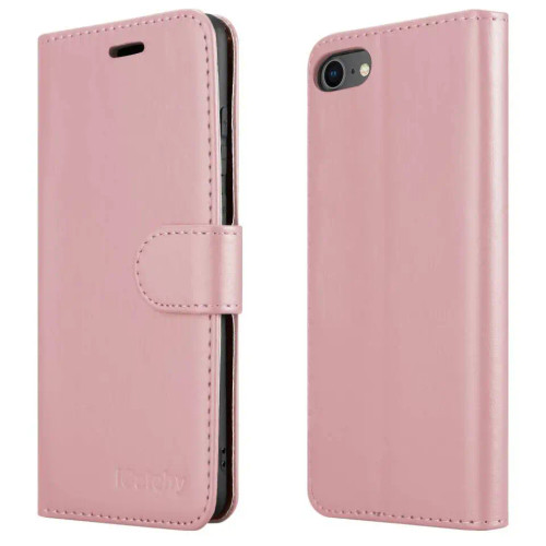 iPhone SE 2020  Rose Gold Leather Wallet stand case
