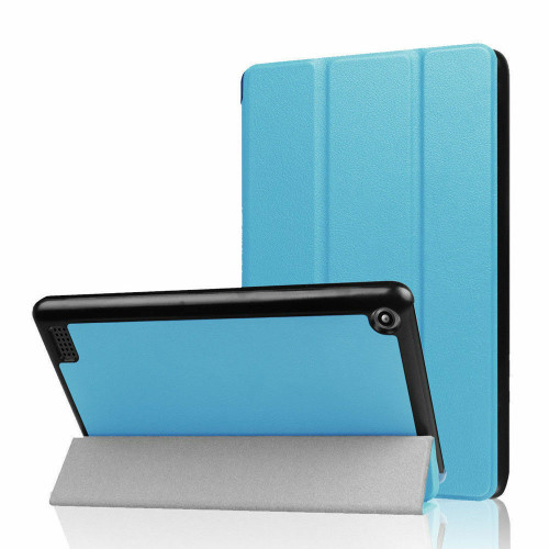 For Amazon Fire HD 10 2019 sky blue Leather Flip Stand tri Slim Book Smart Cover