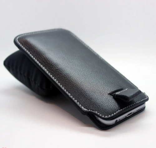 Genuine Leather Pull Tab Slide In Case Cover Sleeve Pouch for Samsung galaxy S25