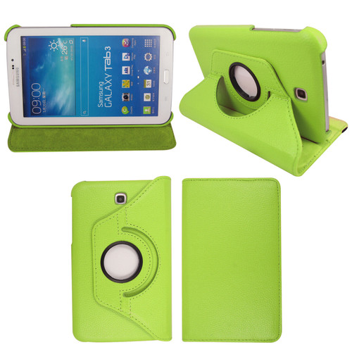 Green PU Leather 360 Rotating Case for Samsung Galaxy Tab 3 7.0 (T210/P3200)