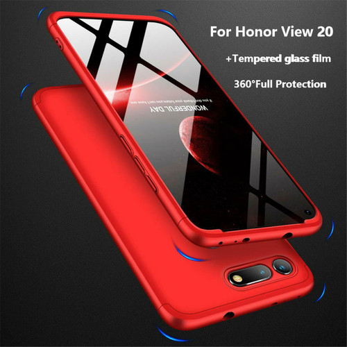 Honor View 20 Red Protective Hybrid Case + Tempered Glass Cover