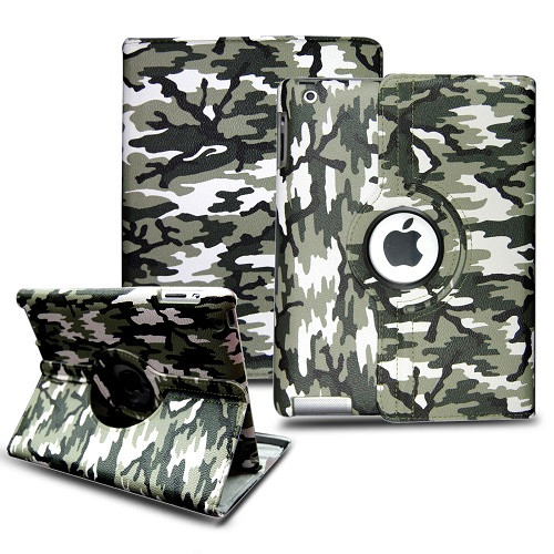 Ipad 2/3/4 Army  Green Camouflage  360 Rotating Case.
