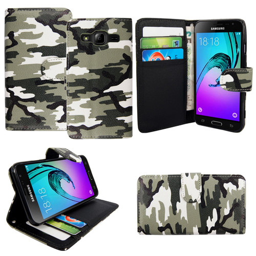 J3 2018 Army camouflage Luxury Flip Wallet Leather Magnetic Cover