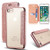 Samsung Galaxy S6 Rose Gold Glitter Clear Back Leather Wallet Case