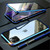 Blue  front  back glass magnetic metal case cover For iphone 11 pro max