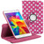 Deep Pink & White Polka Dot PU Leather 360 Rotating Case for Samsung Galaxy Tab 4 Nook 7.0 (T230)