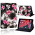 Pink flower on dark grey  For Apple iPad 9th Generation 10.2 2021 Leather Stand Cover Case +Stylus