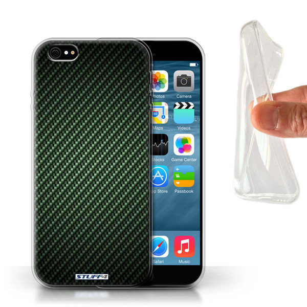 Protective Gel/TPU Case for Apple iPhone 6/6S / Carbon Fibre Effect/Pattern Collection / Green