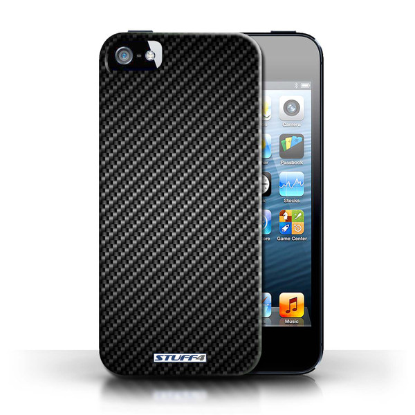 Protective Hard Back Case for Apple iPhone 5/5S / Carbon Fibre Effect/Pattern Collection / Grey