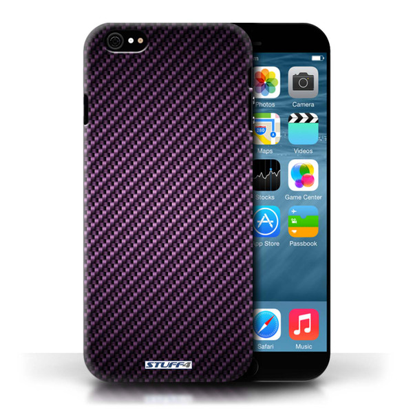 Protective Hard Back Case for Apple iPhone 6/6S / Carbon Fibre Effect/Pattern Collection / Purple