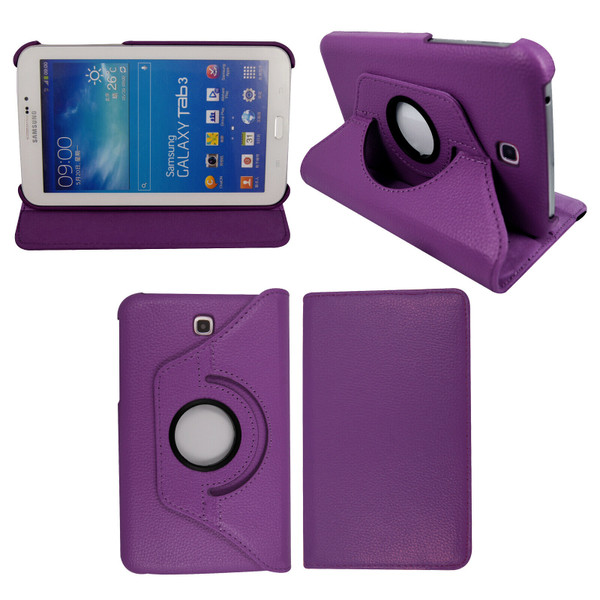 Purple PU Leather 360 Rotating Case for Samsung Galaxy Tab 3 7.0 (T210/P3200)