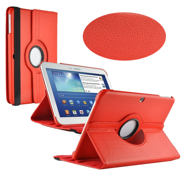 Red PU Leather 360 Rotating Case for Samsung Galaxy Tab 3 10.1 (P5200/P5210)