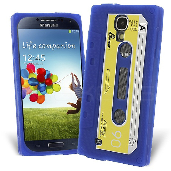 Retro Cassette Case Cover for Samsung Galaxy S4 - Blue