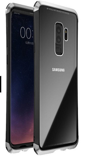 Samsung Galaxr S9 Plus Black and Silver Shockproof LUPHIE Aluminum Metal Bumper Back Case