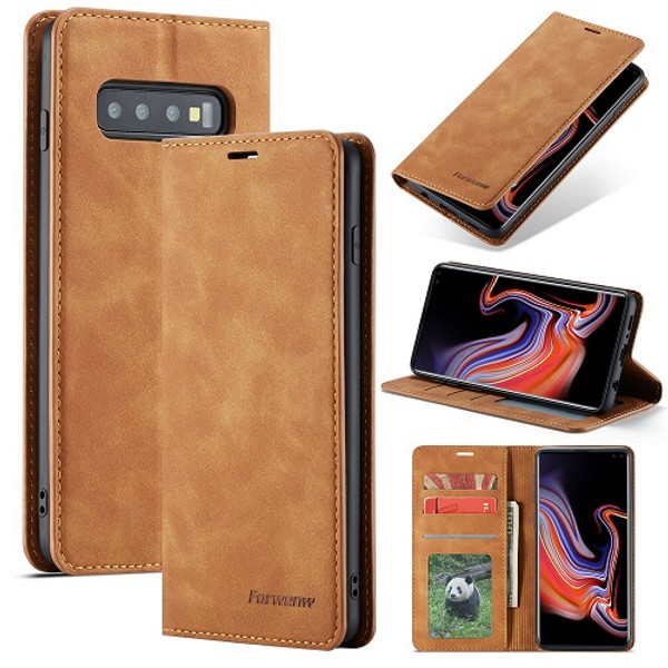 Samsung Galaxy  S10 Brown Leather  Wallet Card Slots Stand Case