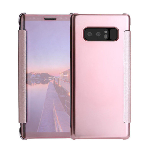 Samsung Galaxy J3 2017 Mirror Smart View Clear Flip Case Cover -Rose Gold